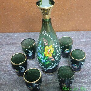 Vintage Murano Glass Decanter And Glasses Set